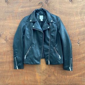 Vintage H&M black faux leather jacket sz 4